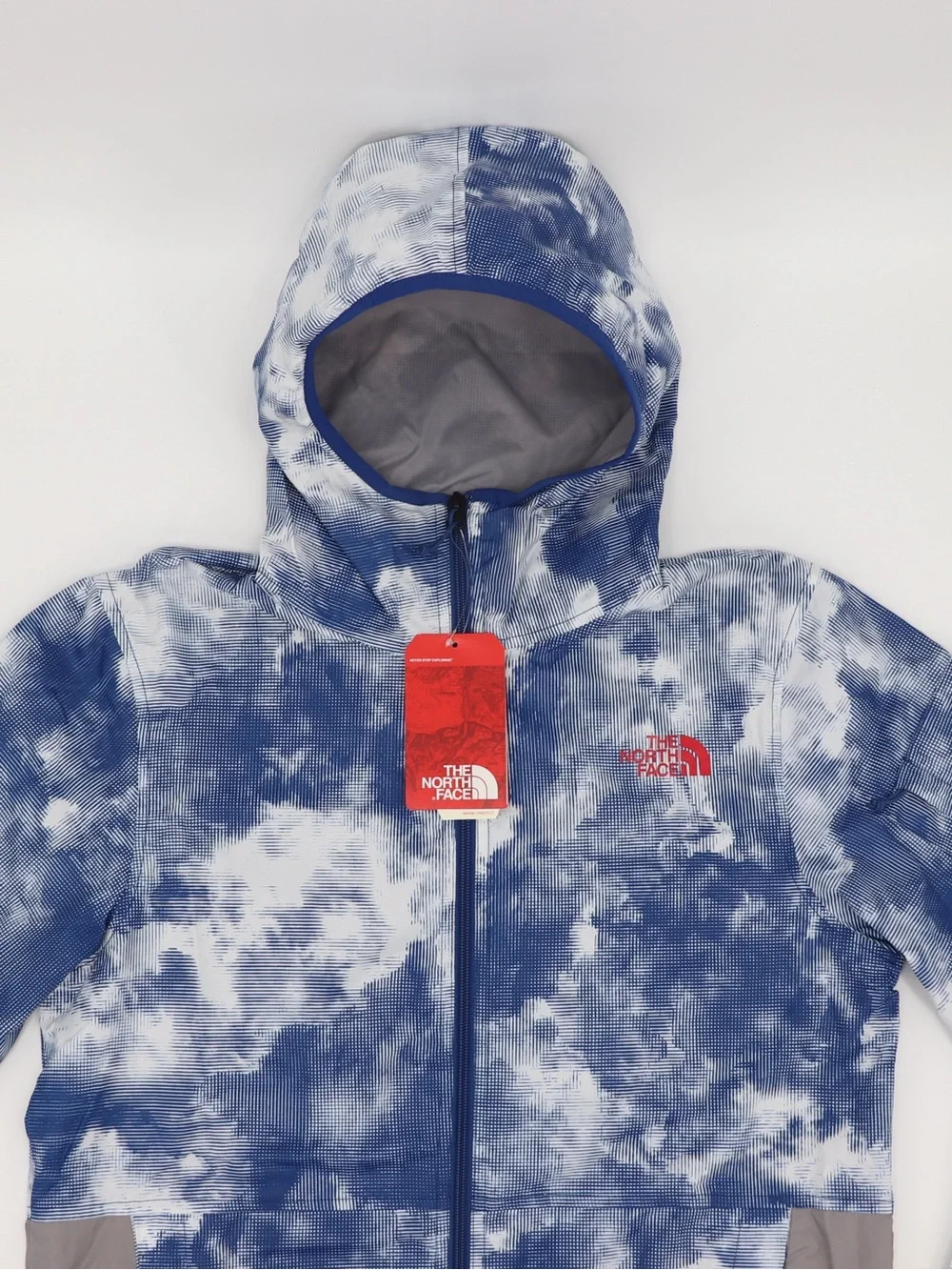 Brand New The North Face Small Men’s Chicago Wind Hooded Jacket Blue Grey